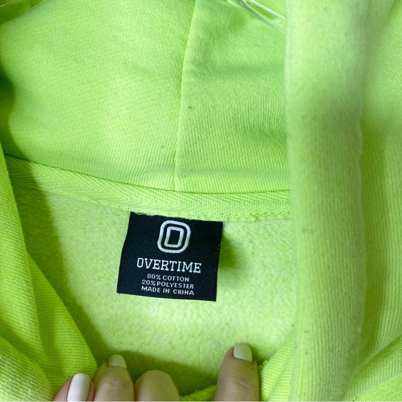 Overtime Electric Hoodie Pullover Neon Yellow Green XL - Picture 8 of 8